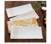 KITCHEN TOWELS-4 PACK-OLIVIA BEAUTIFUL YELLOW FALL FLORAL PRINT-(NEW)