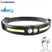 Powerful Sensor Led Headlamp USB Rechargeable Headlight Waterproof Head Lamp