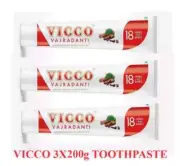 Vicco Vajradanti Ayurvedic Toothpaste 200g X 3 for Gums & Teeth Free Ship