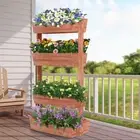 Wooden Vertical Raised Garden Bed 4 Tier Elevated Planter Box Slope Adjustable