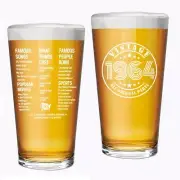 60th Birthday Beer Glasses Gifts for Women Men - Vintage 1964 Old Time Inform...
