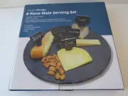 KitchenWorthy 6 Piece Set *12" Slate Serving Board* 4 Slate markers* Chalk
