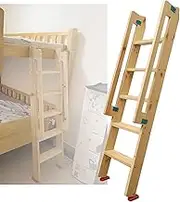 5 Step Wooden Bunk Bed Ladder, with 2 Hooks and Foot Caps Wooden Step Ladder, Loading 300kg