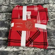 WonderShop Men's XXL Pajamas Red Black White Plaid Long Sleeve PJ