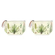 2x Cavallini Cotton Hand Carry Zipped Pouch Outdoor Organiser Ferns 22x15cm