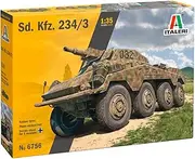 Italeri 6756 1:35 Sd.Kfz. 234/3 Sw. Armoured Reproduction Vehicle Faithful Replica, Model Building, Plastic Kit, Crafts, Hobby, Gluing, Model Kit, Assembly, Unpainted
