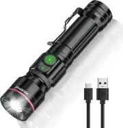 Rechargeable LED Flashlight, High Lumens, Super Bright, Portable, Dual Switch