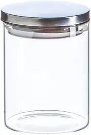 Argon Tableware Scandi Storage Jars with Metallic Silver Lids - 750ml - 3 Pack - Modern Round Organisation Container Glass Jar for Kitchens, Pantry, Bathrooms, Utility Rooms