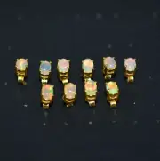 WHOLESALE 5PR 925 SILVER 24CT GOLD OVERLAY ETHIOPIAN OPAL STUD EARRING LOT J182