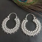 Decorated Hoop Earrings || Ethnic Creoles || Woman Rings || Oriental Earrings