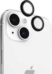 Pelican Camera Lens Protector with Aluminum Rings for iPhone 15 / iPhone 15 Plus - 9H Tempered Glass - Durable Anti-Scratch, Anti-Shatter, HD View w/Night Shoot & Case Friendly, Easy Install - Black