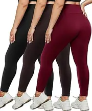 [HLTPRO] 3 Pack Plus Size Leggings for Women(X-Large - 4X)- High Waist Stretchy Soft Pants for Workout Running Yoga