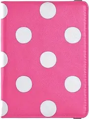 [Amooorous] Cartoon Dot Hot Pink Leather decorative family passport holder Travel Documents Organizer Protector Passport Holder Combo with Vaccine Card Slot Lightweight, Cartoon dot hot pink, 1 size