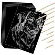 Pieces Scratch Paper Art Set Craft Kits Black Coated Scratchboard Black 25