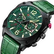 Brand Watches Business Men Chronograph and Date Wristwatches Green Male Clock with Luminous