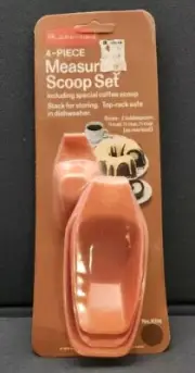 Vintage 1974 Orange Rubbermaid Rare 4-Piece Measuring Scoop Set w/ Coffee Scoop