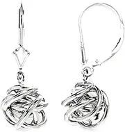 [JewelryWeb] 14k White Gold Large Knot Drop Leverback Earrings 28x10mm Stud Earring for Women