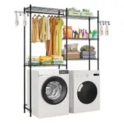 VEVOR Over Washer and Dryer Storage Shelf Two Row 5 Tiers Washer Rack Black