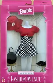 Barbie red & black-white check dress, hat Boutique Fashion Avenue 1997 NRFB