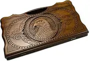 2 in 1 Handmade Armenian Backgammon 15.7 inch Checkers Nardi Eagle High Detail Wooden Board Game Hand Crafted Nardy + Gift