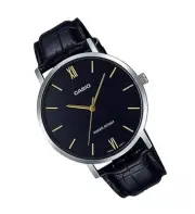 Casio MTP-VT01L-1BU New Original Analog Mens Watch Black Leather Band MTP-VT01