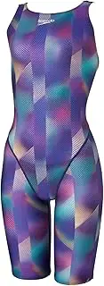 [Speedo] Speed SCW12452F Women's Flex Sigma Semi-Open Back Kneeskin 3 Flex Σ-CHI Semi-Open Back Knee Skin Swimsuit, Plum/Blue