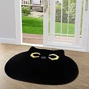 NIGOWAYS Bathroom Rug,Soft Cat Rug,Cute Black Cat Bath Mat for Bathroom, Bedroom,Non Slip and Absorbent Bath Rugs for Home Decorations,Housewarming(31 * 28 Inch)