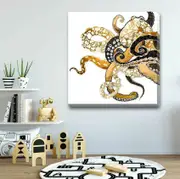 Gold Octopus Stretched Canvas Print A82