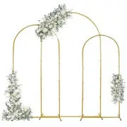 Set of 3 Metal Arch Backdrop Stand 7.2FT & 6.6FT 6FT 7.2FT, 6.6FT, 6FT Gold