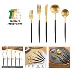 Matte Black Gold Silverware Set, 40-Piece Stainless Steel Flatware Cutlery Se...
