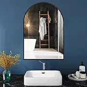 Wall Mounted Bathroom Mirror, Arch Vanity Mirror, 40x60cm, 50x80cm, Living Room Decorative Mirror, HD/Explosion-Proof, Gold/Black (Color : Black, Size : 40x60cm/15.7x23.6in)