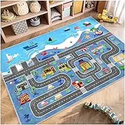 Fuzorise Kids Car Rug for Playroom Rugs, Kids Road Rug for Girls Bedroom Rug and Boys Bedroom Rug, Washable Anti Slip Kids Rug, Kids Educational City Traffic Route Map Fun Rug for Classrooms.