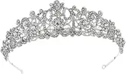 [TOVINANNA] 1 PC Bridal Crown Silver Accessories Silver Rhinestones Bride Headpieces for Wedding Womens Hair Accessories Bride Tiara Headwear for Women Bride Wedding Headpiece for Women Alloy