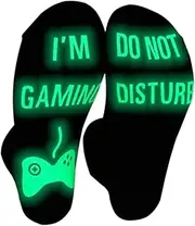 [Dikadika] Do Not Disturb I'm Gaming Glowing Socks,Christmas Gifts For Men Teenage Boys,Son,Men,Dad,Husband