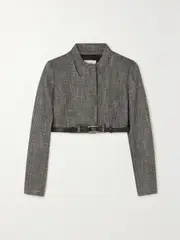 [Coperni] Coperni - Belted Cropped Checked Metallic Tweed Jacket - Silver - FR 40 FR 40 Silver