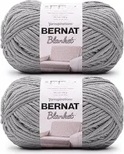 [Bernat] Blanket Super Bulky Acrylic Yarn - 2 Pack of 300g/10.5oz #6 Chunky Chenille Heavy Weight Yarn for Knitting and Crocheting, Amigurumi, Thick Blankets (Vapor Gray, 220 Yards 2-Pack)