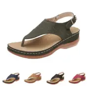 Womens Orthopedic Sandals Casual Flat Flip Flops Ladies Low Wedge Shoes Size