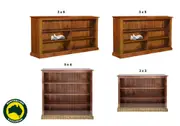 Mudgee (Aussie Made) Standard Lowline Bookcase Collection - Assorted Stained Colours - Starting From $599