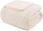 Exclusivo Mezcla Sherpa Fleece Throw XL(50"x70"), Ivory