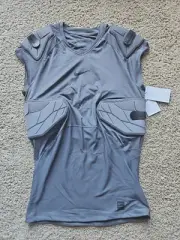 NEW Men Large Nike HyperStrong 4 Pads Compression Gray Football Shirt AQ0759-021