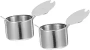 LIGIGWASH 2 Sets Stainless Steel Sugar Bowls with Spoon Condiment Containers for Sugar Salt and Seasonings for Home Kitchens Cafes and Restaurants