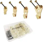 Picture Hangers, 120pcs Hooks with Gold：10-50LBS, Gold-10-50LBS