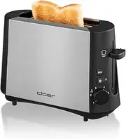 [Cloer] 3890 Single Toaster, Mini Toaster for 1 Slice of Toast, 600 W, "Defrost Function", Crumb Drawer, Lifting Device, Frosted Heat-Insulated Stainless Steel Housing