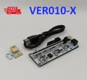 GPU Riser V010-X [FLASHING LED] 6 PIN & MOLEX 8x Capacitors Shielded PCIe 16x 1x