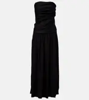 [Faithfull] Faithfull Hedy strapless linen maxi dress AU 8 black
