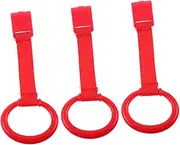 PHENOFICE Toddler Crib Playpen Pull Rings 3 Pieces Baby Bed Stand Up Rings Baby Cot Hanging Learning Tools Red Arm Exercise