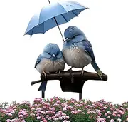 Spring Yard Stakes, 2D Acrylic Flat Flowerpot Insert Decor, Blue Bird with Umbrella Garden Stakes Whimsical Sign for Patio Front Yard Backyard Path Planter Decoration