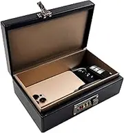 Daily Treasures Faraday Box With Combination Lock,Signal Blocker Box for Car Keys(7-9 Keys Capacity),Large RFID Blocking, Leather Anti-Theft Keyless Fob Protector,Keyless Car Key Signal Blocker