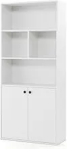 Costway 5-Tier Bookcase with Double Doors, 155 CM Tall Bookshelf with Open Cubes & Adjustable Shelf, Modern Display Cabinet, Freestanding Storage Organizer