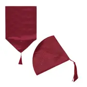 Metallic Texture Table Runner with Tassels 33x180cm Red